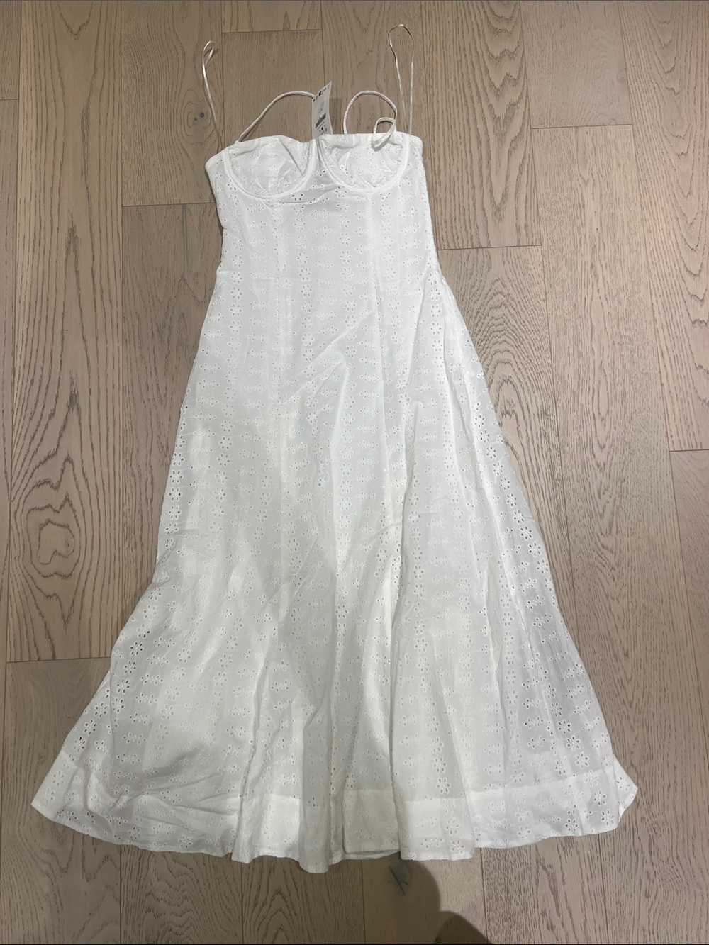Zara White Eyelet Sundress with Spaghetti Straps